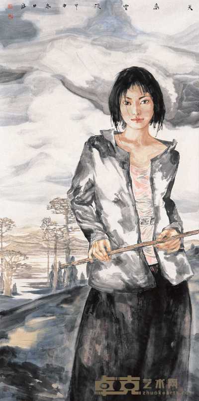 王淼田 2004年作 天高云淡 镜心 138.5×69cm